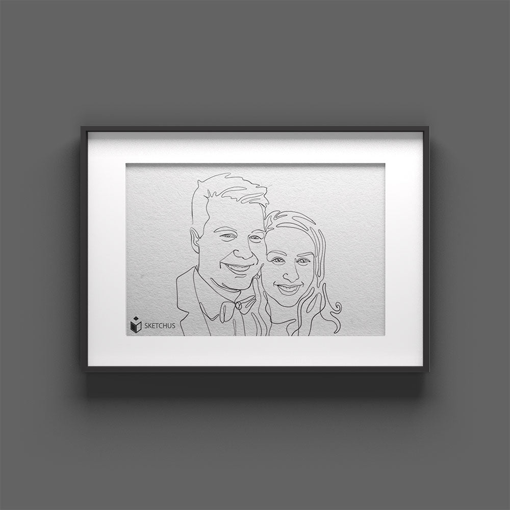 Personalisiertes Familienposter - Familie Strichzeichnung One Line Art Portrait